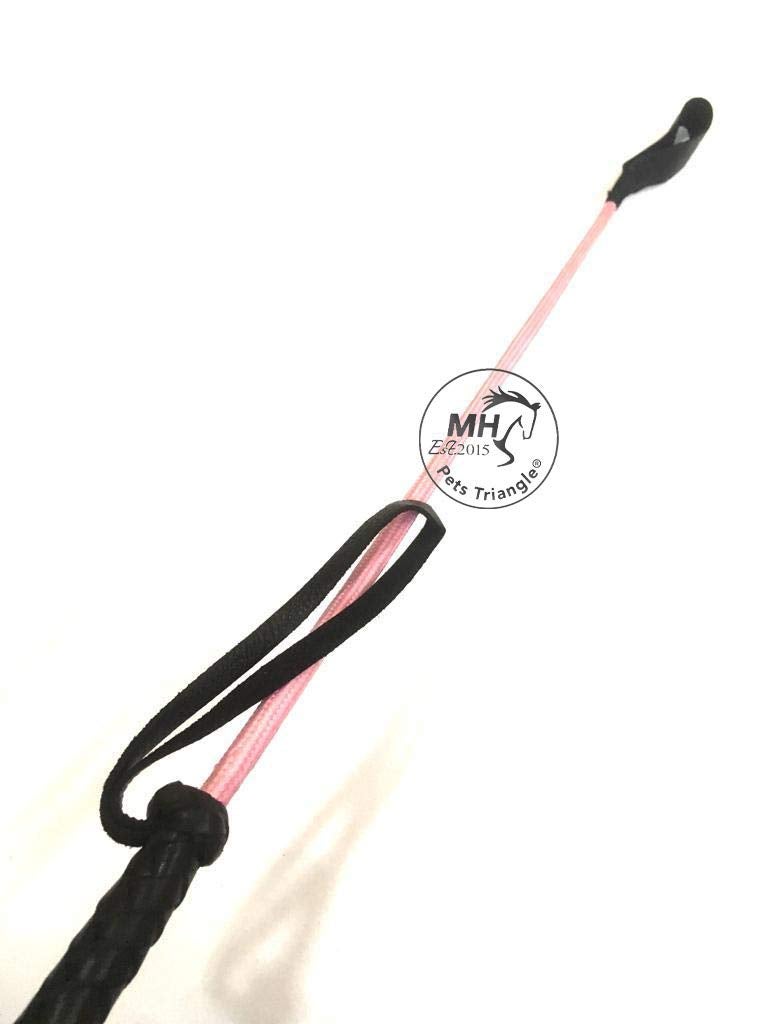 PETS TRIANGLE Whip.Master 25" Leather Riding Crop Horse Riding Stick (Pink/Black),for Kid - Image 2