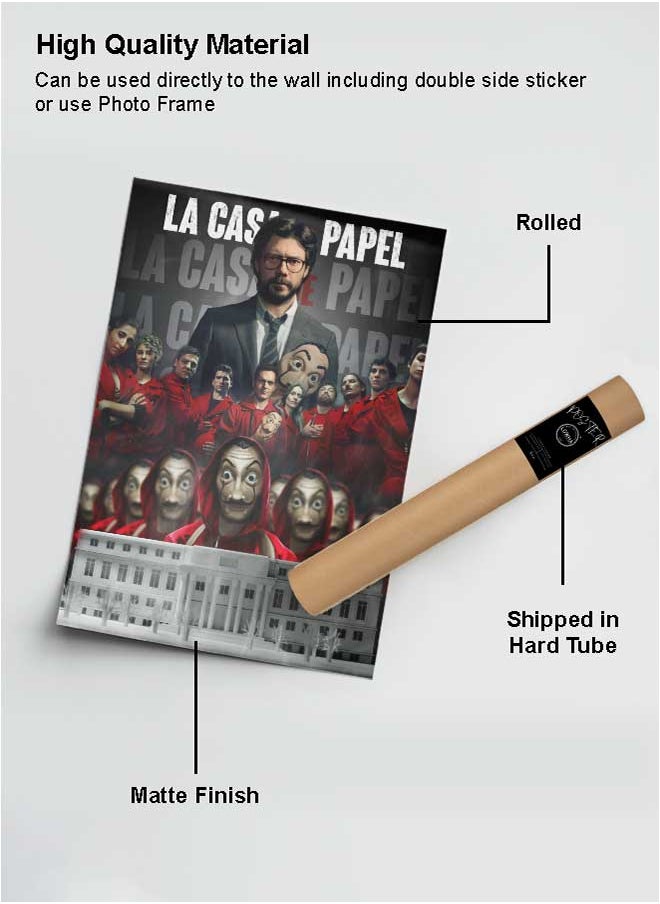 LOWHA Poster Painting Art With Four Separate Pieces Of Double-Sided Stickers Money Heist Final Poster For Home Bedroom Living Room And Office Decor  - Image 2