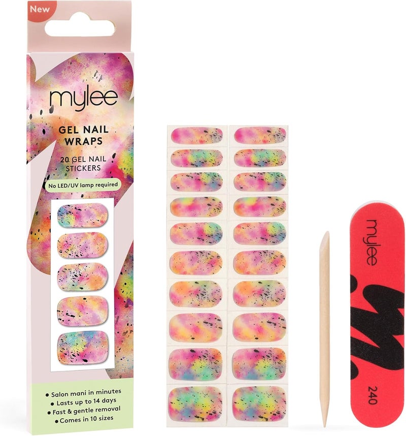 Mylee Gel Nail Wraps Modern Masterpiece 10 PreCured Gel Stickers for Instant Mani No Lamp Needed ChipResistant Glossy Finish Lasts Up to 14 Days Easy to Apply Vegan CrueltyFree