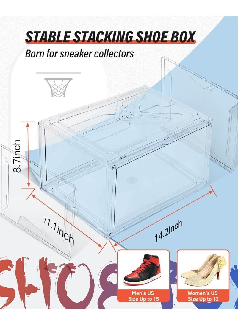 Bukela Clear Plastic Stackable Shoe Boxes, Magnetic Door,Sneaker Storage,Size 15 - Image 4