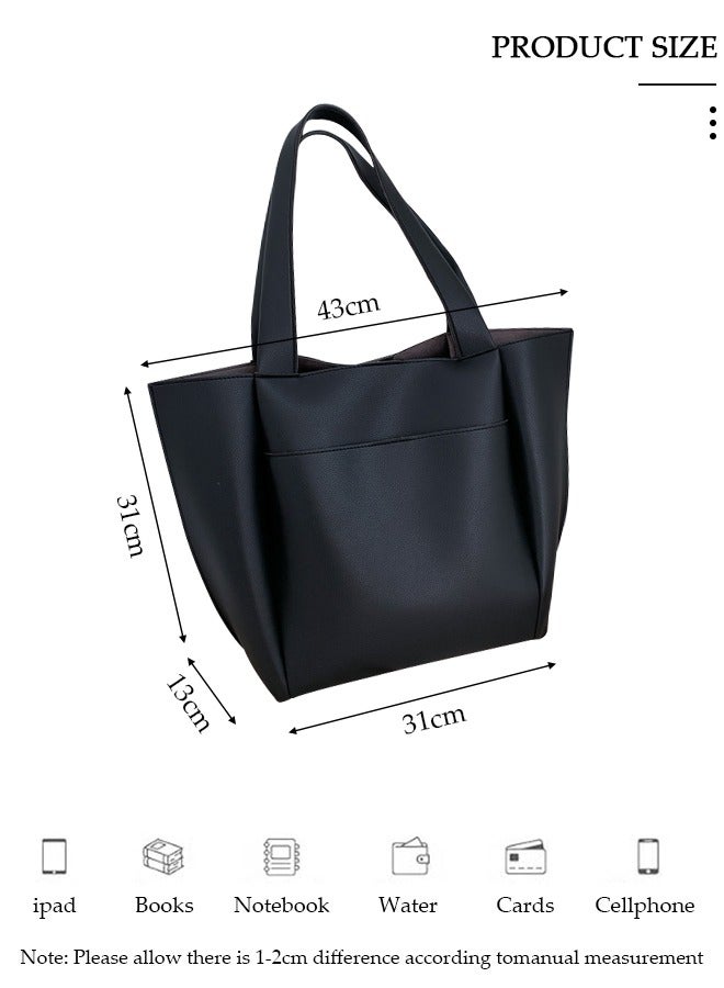 DUNISO Women's Shoulder Tote Bag Faux Leather Handbag for Women Large Capacity Messenger Bag, Fashionable Travel Shoulder Bag for Ladies Girls College Students - Image 2