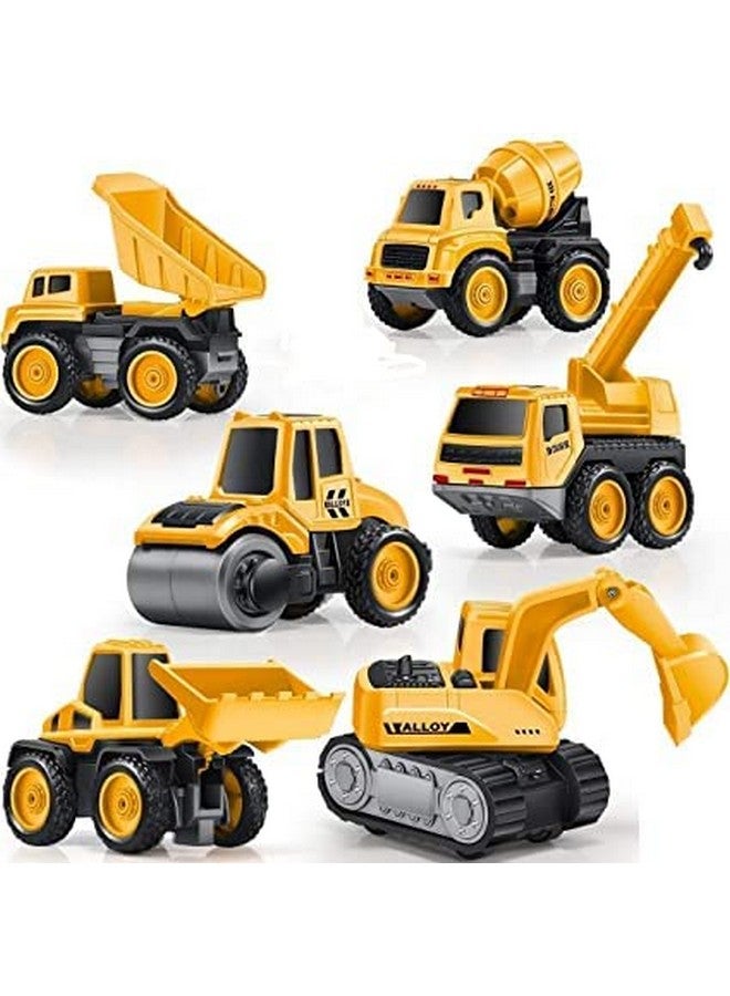 LONGMIRE Metal Unbreakable Engineering Automobile Small Size Construction Car Toys Set for Children Kids, Yellow - Image 1