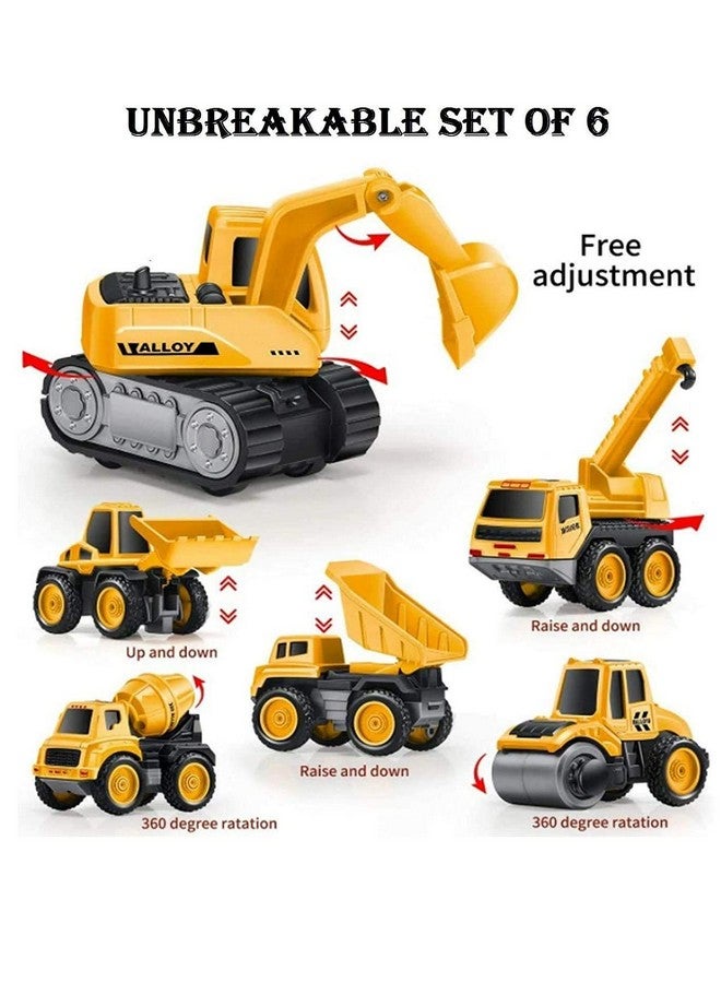 LONGMIRE Metal Unbreakable Engineering Automobile Small Size Construction Car Toys Set for Children Kids, Yellow - Image 2