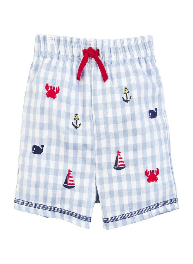 Mud Pie Boys Swim Trunks, Gingham, Small | 12-18M - Image 1