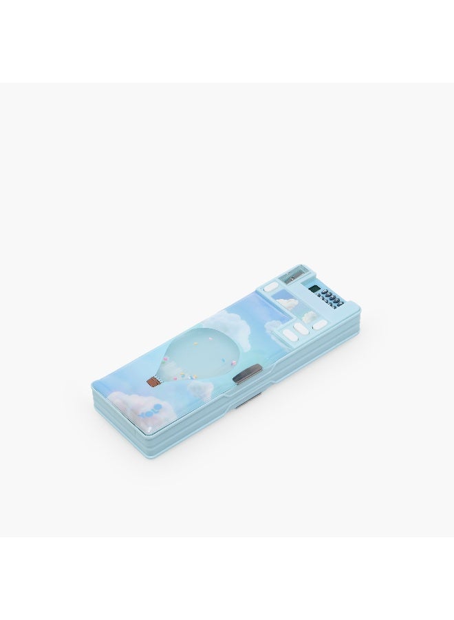 YOLO Pencil Case-Ballon-2 Cmprts- (Plastic) Blue \ 3.8X26X9.5 - Image 4