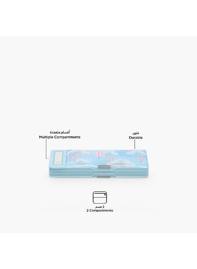 YOLO Pencil Case-Ballon-2 Cmprts- (Plastic) Blue \ 3.8X26X9.5 - Image 3