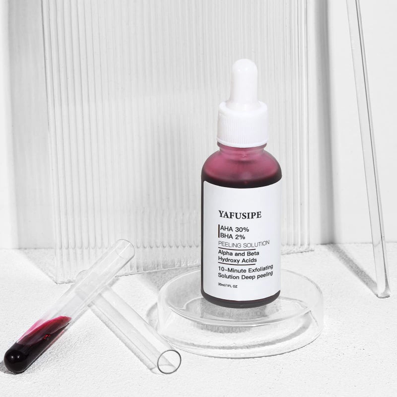 YAFUSIPE AHA 30% + BHA 2% Peeling Solution Exfoliating Chemical Skin Peel for Face at Home Facial Mask Red Peeling BHA Liquid Exfoliant Acid Peels Salicylic Acid Exfoliators Acid Peel for Face 1Floz - Image 2