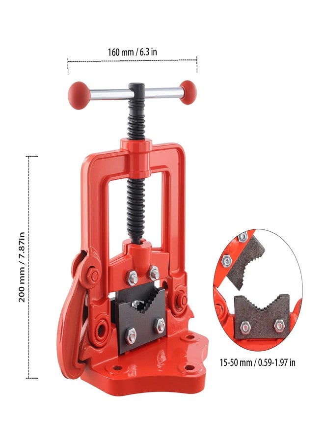 ZEONHAK Heavy Duty Forged Pipe Vise, 0.6 to 2 Inch Pipes Capacity Bench Pipe Vice, Forged Bench Yoke Vise for Cutting, Fixing Pipes from 15 to 50mm - Image 2