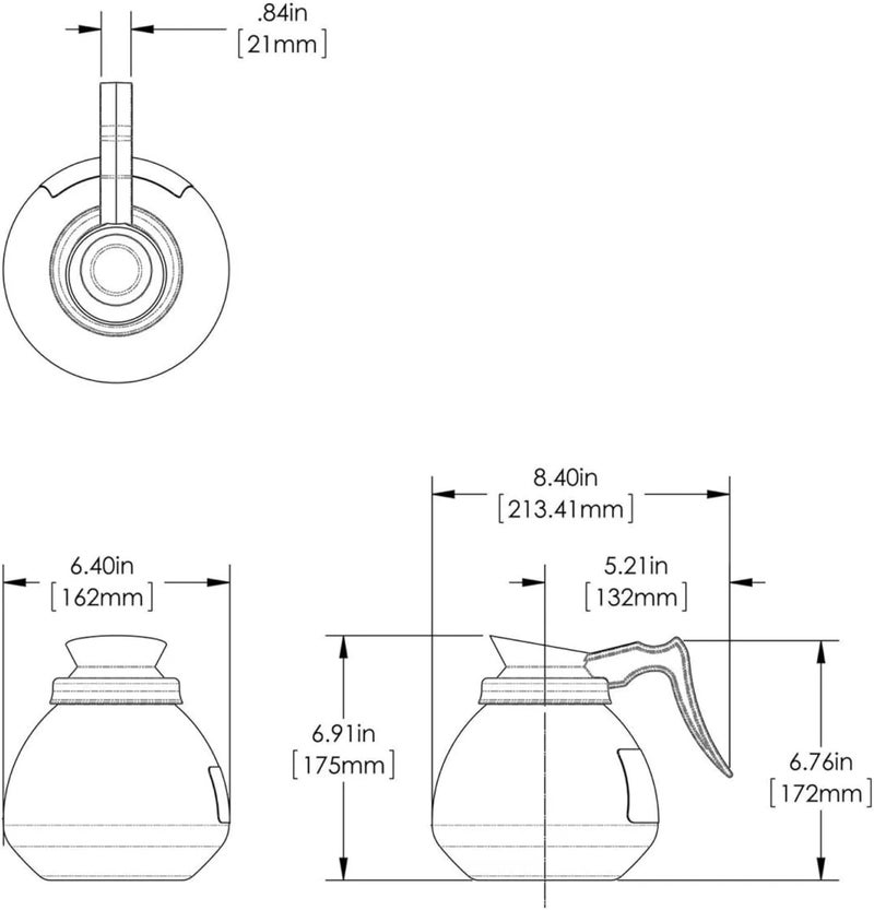 Bunn Coffee Pot Decanter/Carafe Black Regular - New Glass Design Shape - Ergonomic Handle - 12 Cup Capacity - - Image 2