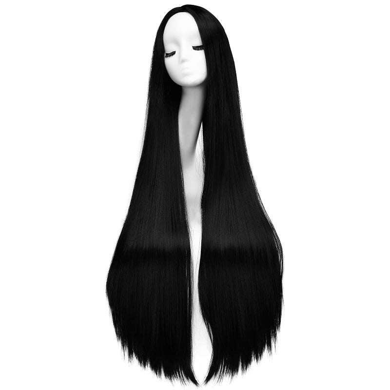 AGPTEK Wig, Synthetic Wig for Women, 40 Inch /100 cm Straight Long Wig Part in the Middle Anime Costume, Great for Party, Cosplay, Daily-Use and Festivals (Black) - Image 1