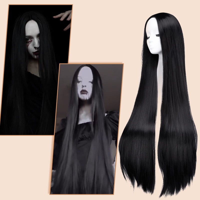 AGPTEK Wig, Synthetic Wig for Women, 40 Inch /100 cm Straight Long Wig Part in the Middle Anime Costume, Great for Party, Cosplay, Daily-Use and Festivals (Black) - Image 5