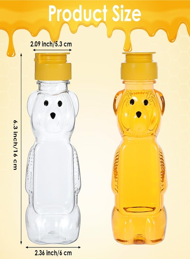 Hpmjz 2 Pcs Honey Bear Bottle Plastic Honey Squeeze Bottle Transparent Honeybear Squeeze Jars with Yellow Flip Lid Cute Empty Container for Christmas Party Syrup Sauce Juice Storing and Dispensing - Image 2