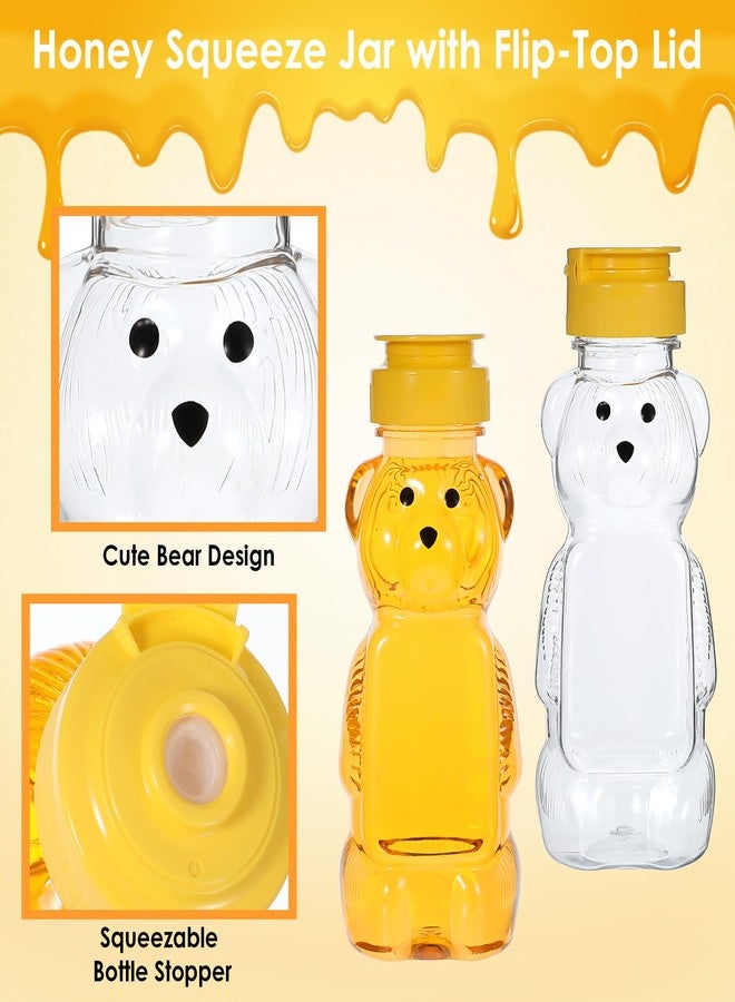 Hpmjz 2 Pcs Honey Bear Bottle Plastic Honey Squeeze Bottle Transparent Honeybear Squeeze Jars with Yellow Flip Lid Cute Empty Container for Christmas Party Syrup Sauce Juice Storing and Dispensing - Image 3