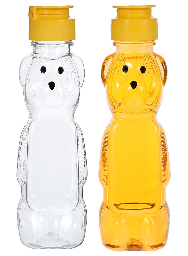 Hpmjz 2 Pcs Honey Bear Bottle Plastic Honey Squeeze Bottle Transparent Honeybear Squeeze Jars with Yellow Flip Lid Cute Empty Container for Christmas Party Syrup Sauce Juice Storing and Dispensing - Image 1