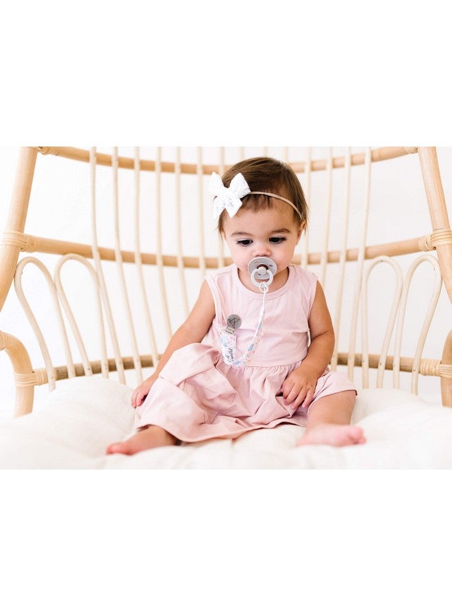 Copper Pearl Premium Knit Pacifier Clips 3-Pack: Stylish Stainless Steel Holders for Baby Girls and Boys - Prevents Floor Drops - Bloom Design - Image 4