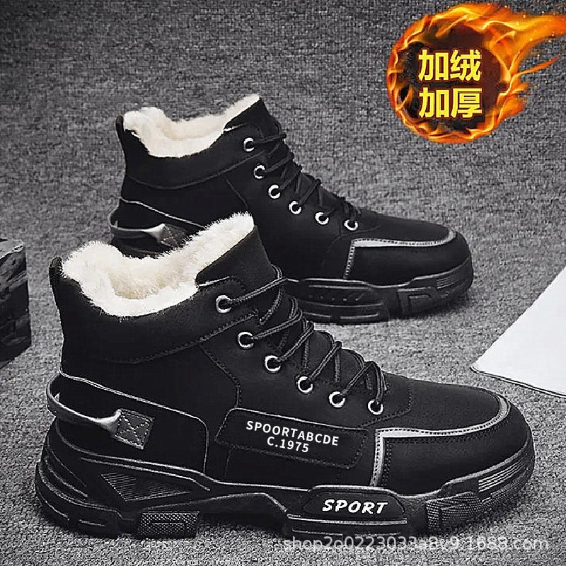 Winter Work Boots Men'S High-Top Snow Boots Versatile Casual Martin Boots Fleece-Lined Warm Cotton Shoes - Image 4