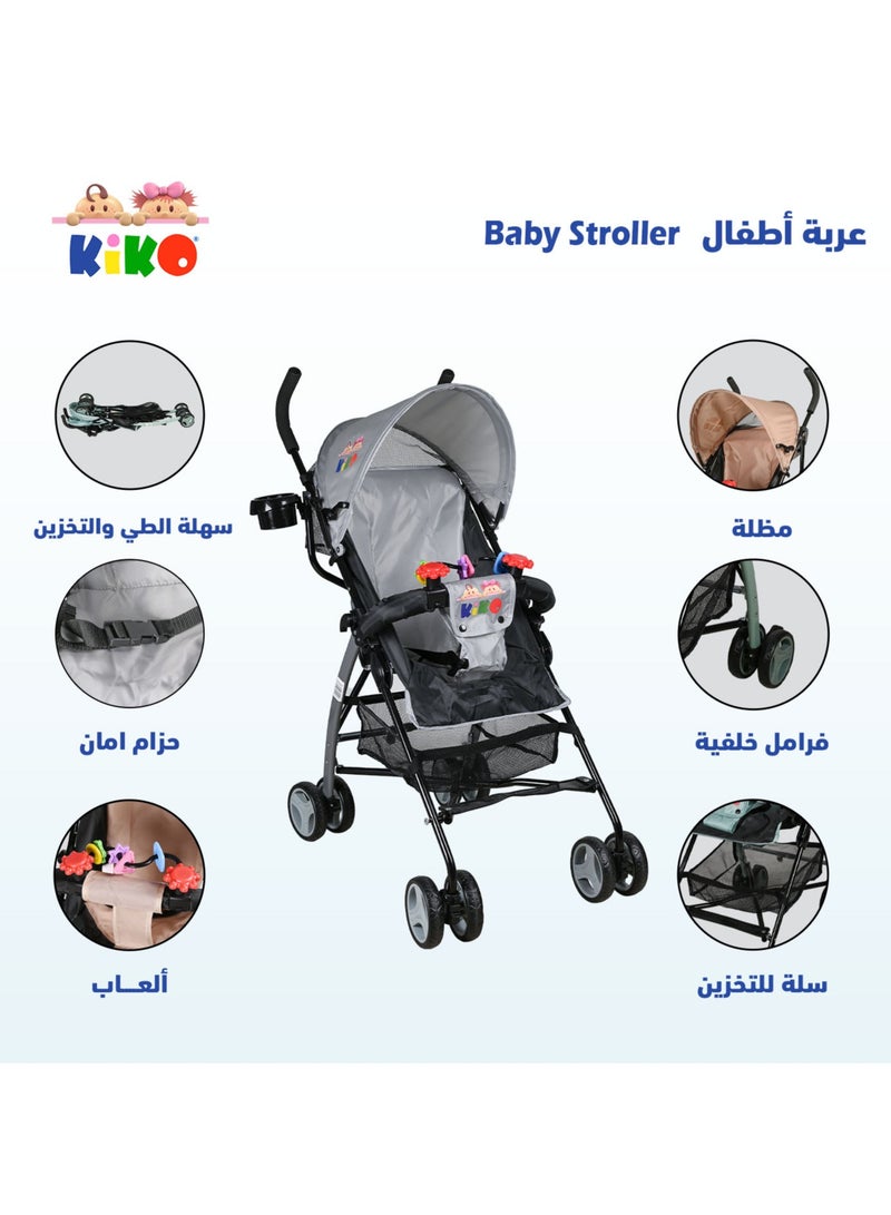 Kiko Light Stroller With Toyes 6 Wheels, 6 Months +, Grey - Image 2