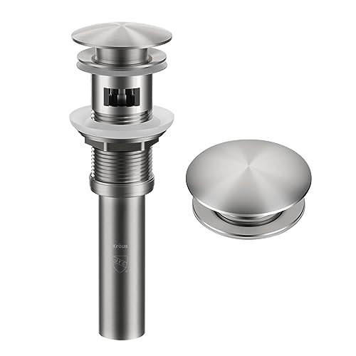 KRAUS Pop-Up Drain for Bathroom Sink with Overflow in Spot-Free Stainless Steel, PU-11SFS - Image 1