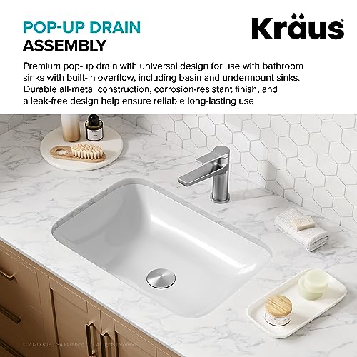 KRAUS Pop-Up Drain for Bathroom Sink with Overflow in Spot-Free Stainless Steel, PU-11SFS - Image 4
