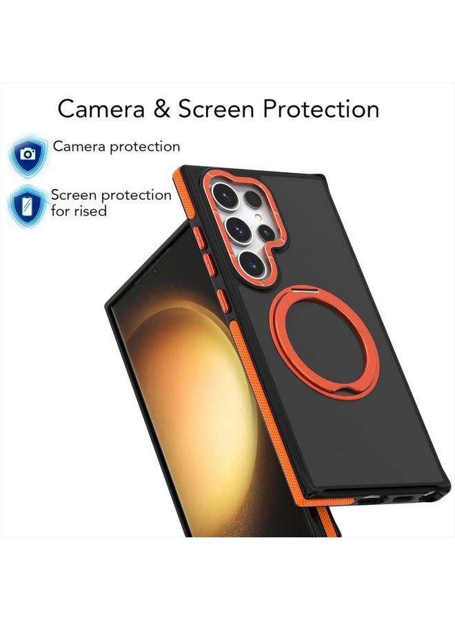 اس-توب جراب لهاتف Samsung Galaxy S24 Ultra 5G، جراب هاتف دوار ثنائي اللون بملمس الجلد - Image 4