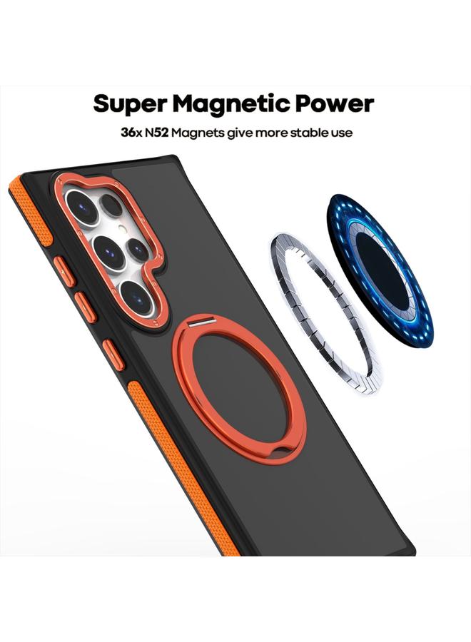 اس-توب جراب لهاتف Samsung Galaxy S24 Ultra 5G، جراب هاتف دوار ثنائي اللون بملمس الجلد - Image 3