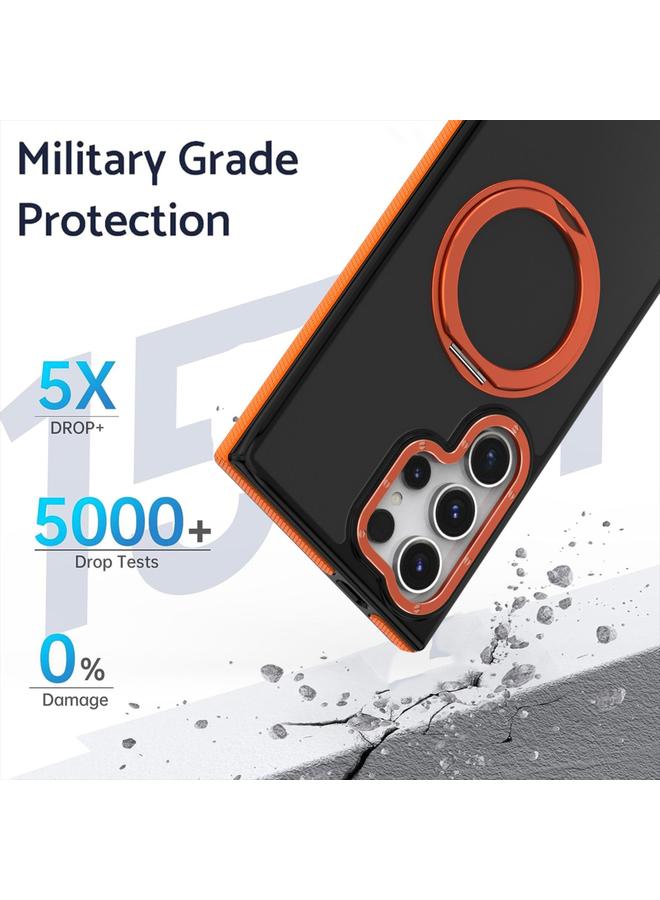 اس-توب جراب لهاتف Samsung Galaxy S24 Ultra 5G، جراب هاتف دوار ثنائي اللون بملمس الجلد - Image 5