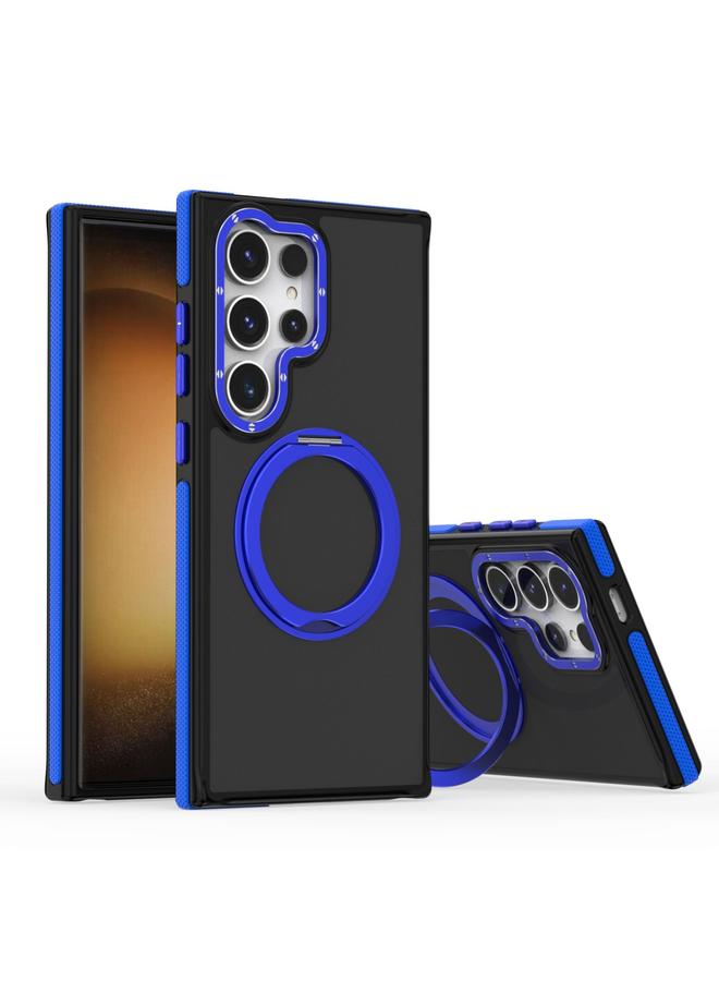 اس-توب جراب لهاتف Samsung Galaxy S24 Ultra 5G، جراب هاتف دوار ثنائي اللون بملمس الجلد - Image 1