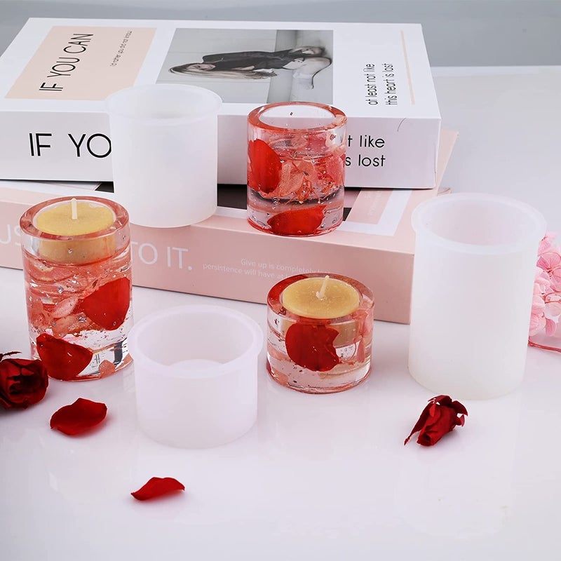 SNOOGG Pack of 2 Sizes Round Tea Light Candle Holder Silicone Moulds Use for Resin Casting for Event, Resin Art, Gifts - Image 3