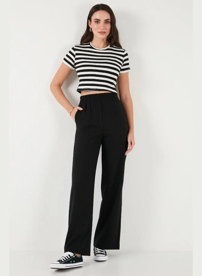 Lela  Lela Slim Fit Crew Neck Striped Crop T Shirt Women's T-Shirt 5866110 for Women | Best Price UAE