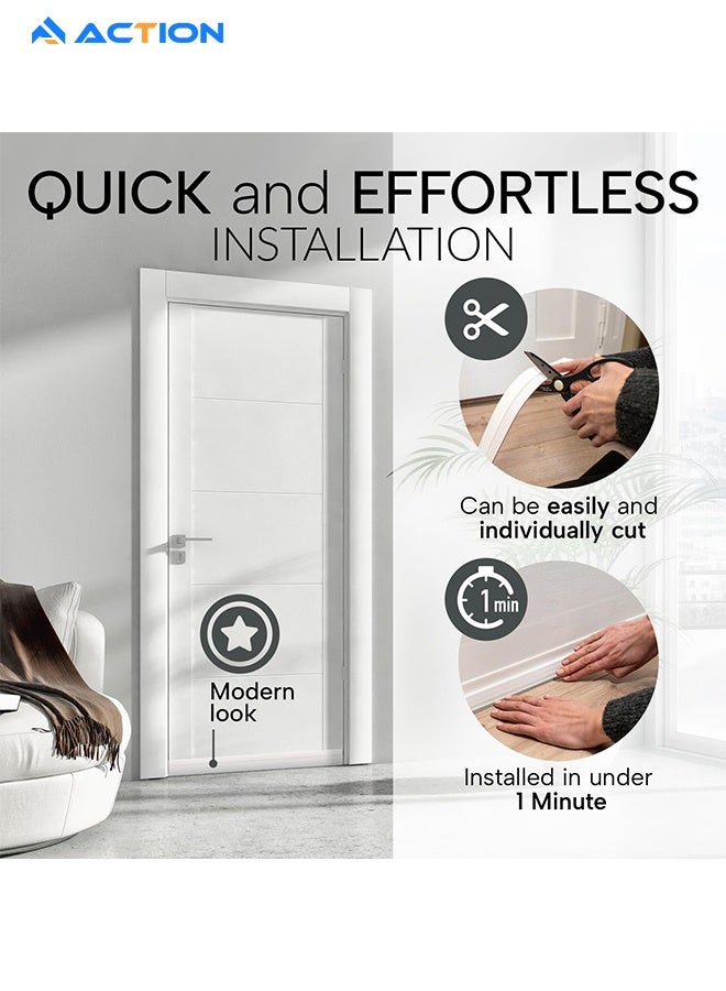 أكشن 120 cm Length Under Door Draft Stopper, Adjustable Door Sweep Anti-Collision Strong Adhesive Weather Stripping Tape Soundproof Draught Stoppers, White - Image 4