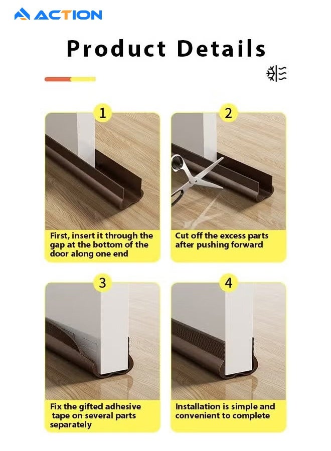 ACTION 1 Pack Under Door Draft Stopper, Home Improvement, 93cm Weather Stripping Door Seal, Bottom Of Door Sweep, Blocker Noise Dust Insulation Draft Guard, White - Image 3