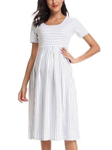 BBHoping Women’s Casual Striped Maternity Dress Short Knee Length Pregnancy Clothes for Baby Shower - Image 1