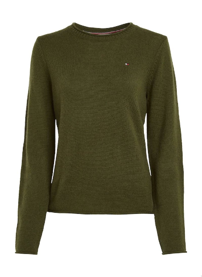 Women's Crew Neck Wool Jumper Sweater, Green - pzsku/Z1B5685D309529AF93AEDZ/45/_/1723737172/e4339cc9-c8ef-48ef-bf02-b9c8521e835a