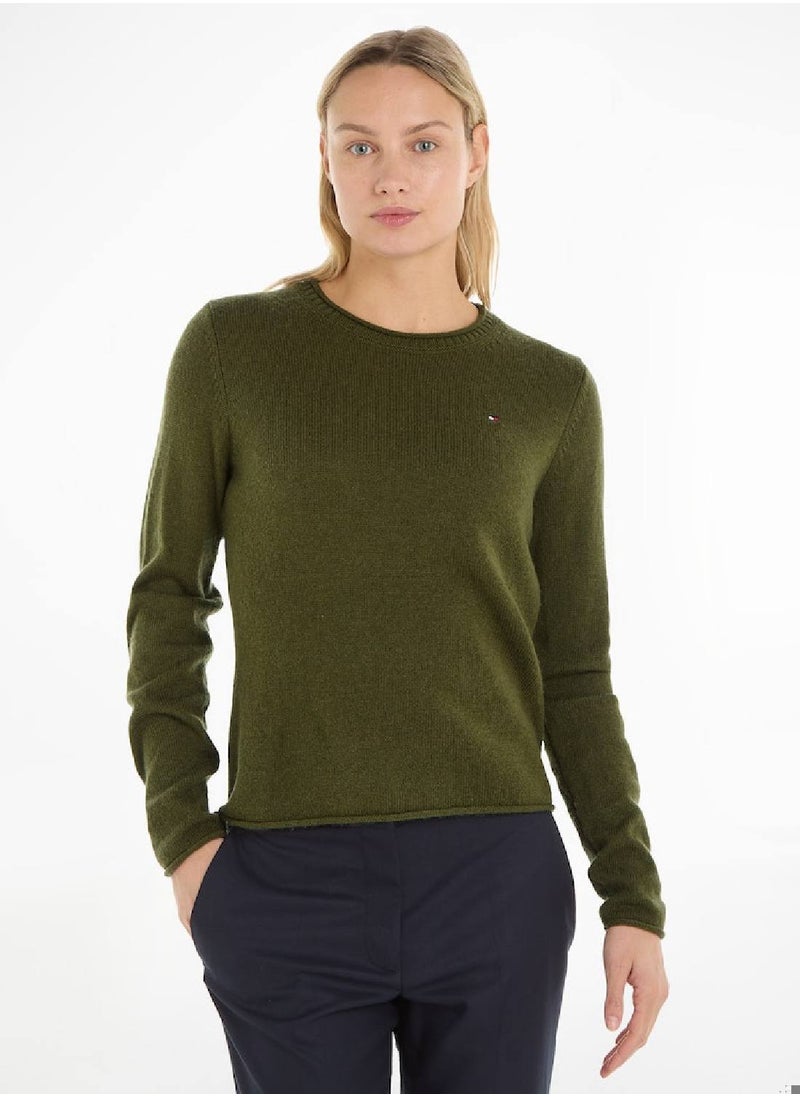 Women's Crew Neck Wool Jumper Sweater, Green - pzsku/Z1B5685D309529AF93AEDZ/45/_/1723743627/31951103-d093-42d4-81b9-b1a592766e41