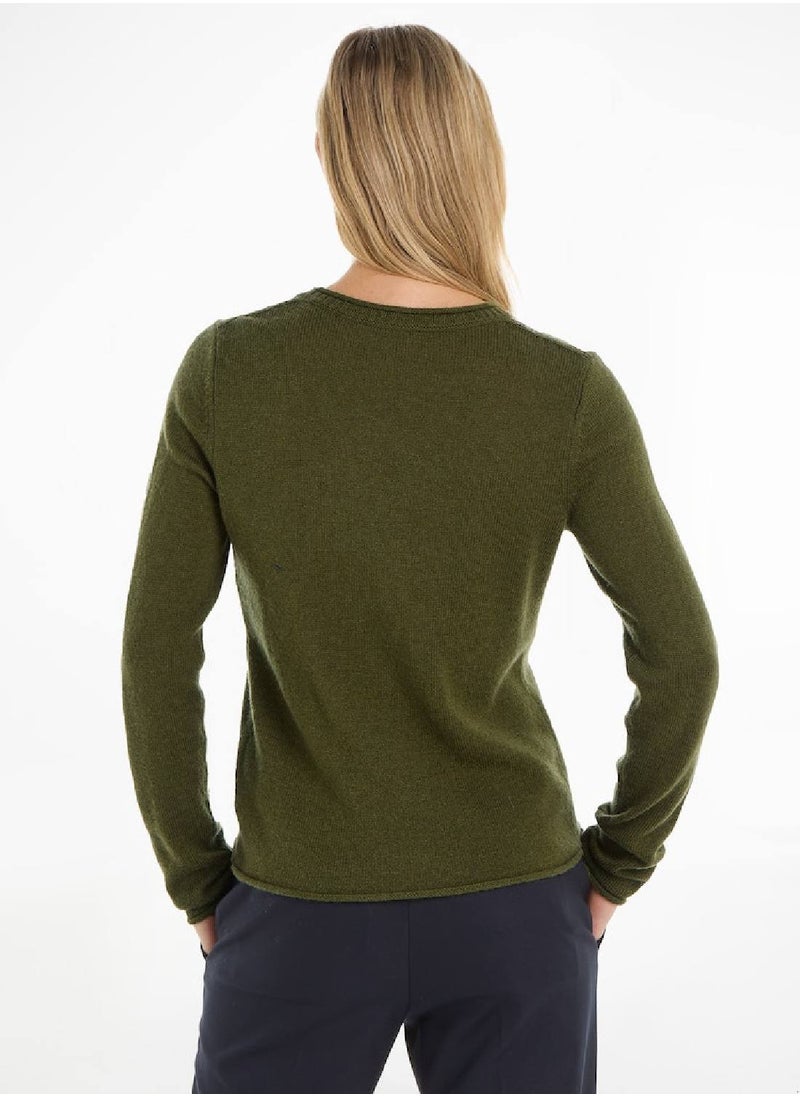 Women's Crew Neck Wool Jumper Sweater, Green - pzsku/Z1B5685D309529AF93AEDZ/45/_/1723743629/0e71760c-935d-4eb6-aa18-366404555c67