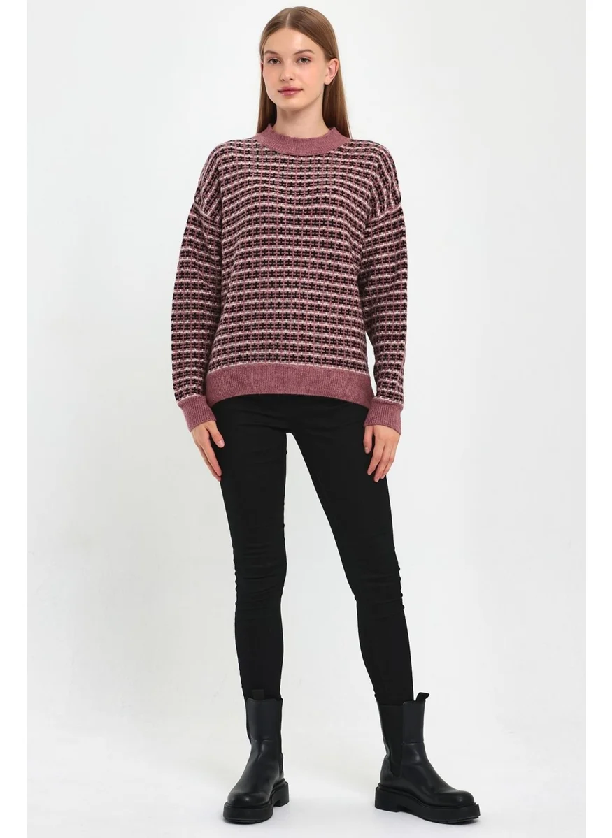 الكسندرجاردي Alexandergardı Patterned Half Fisherman Knitwear Sweater (B23-5804)