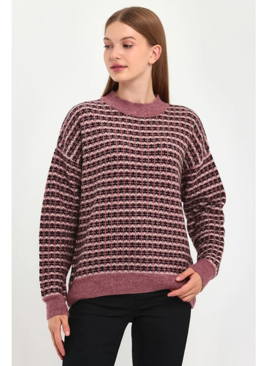 الكسندرجاردي Alexandergardı Patterned Half Fisherman Knitwear Sweater (B23-5804)