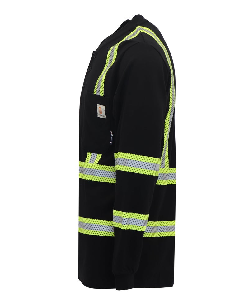BOCOMAL FR Shirts High Visibility/Hi Vis Reflective Flame Resistant/Fire Retardant Shirt 7oz Black Men's Safety Shirts - Image 3
