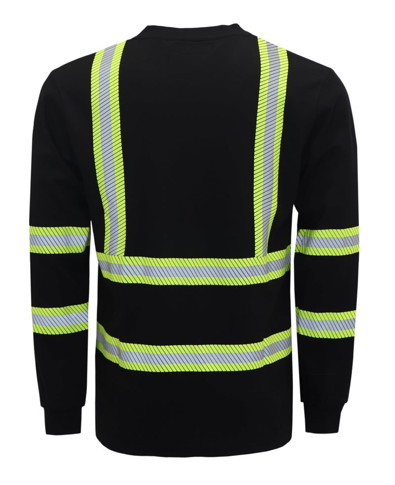 BOCOMAL FR Shirts High Visibility/Hi Vis Reflective Flame Resistant/Fire Retardant Shirt 7oz Black Men's Safety Shirts - Image 4