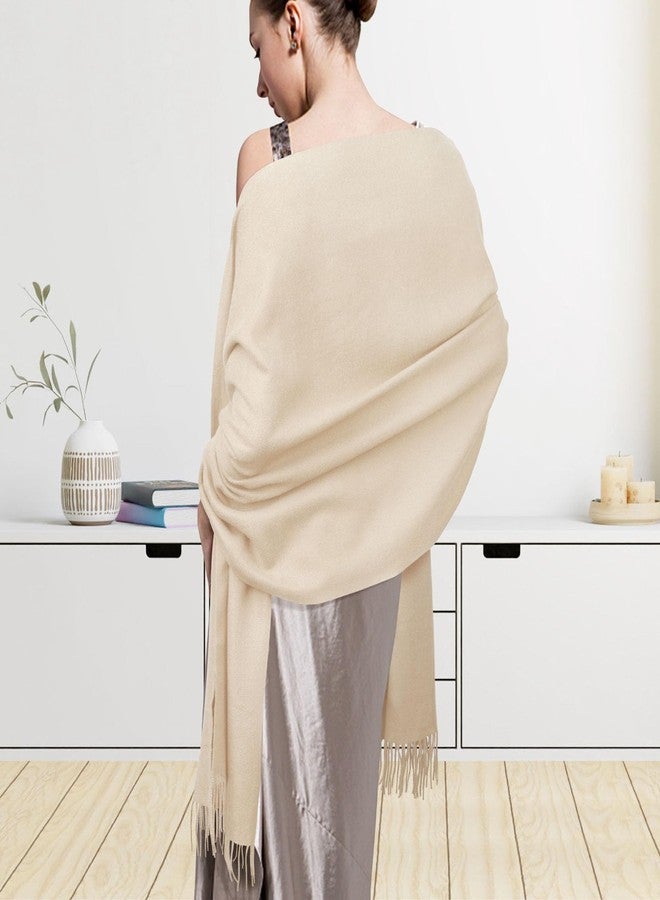 Darller Winter Scarf for Women Pashmina Shawls and Wraps for Evening Dresses Wedding Party Bridesmaid Warm Long Scarves Shawl, A-Beige - Image 3