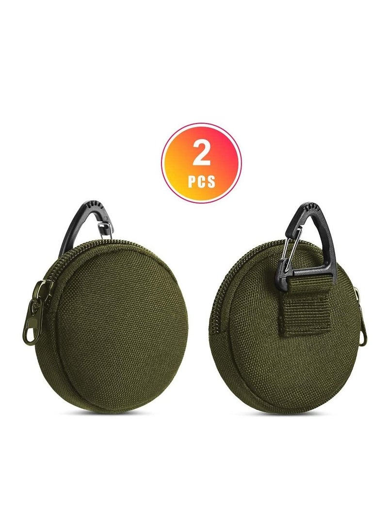 SYOSI Coin Pouch 2 Pack Small Coin Purse Keychain Professional EDC Pouch Accessories Case for Military Gear Bags Little Change Wallet Wireless Headset Pack Small Round Coin Holder Pouch as Wallet  - Image 2