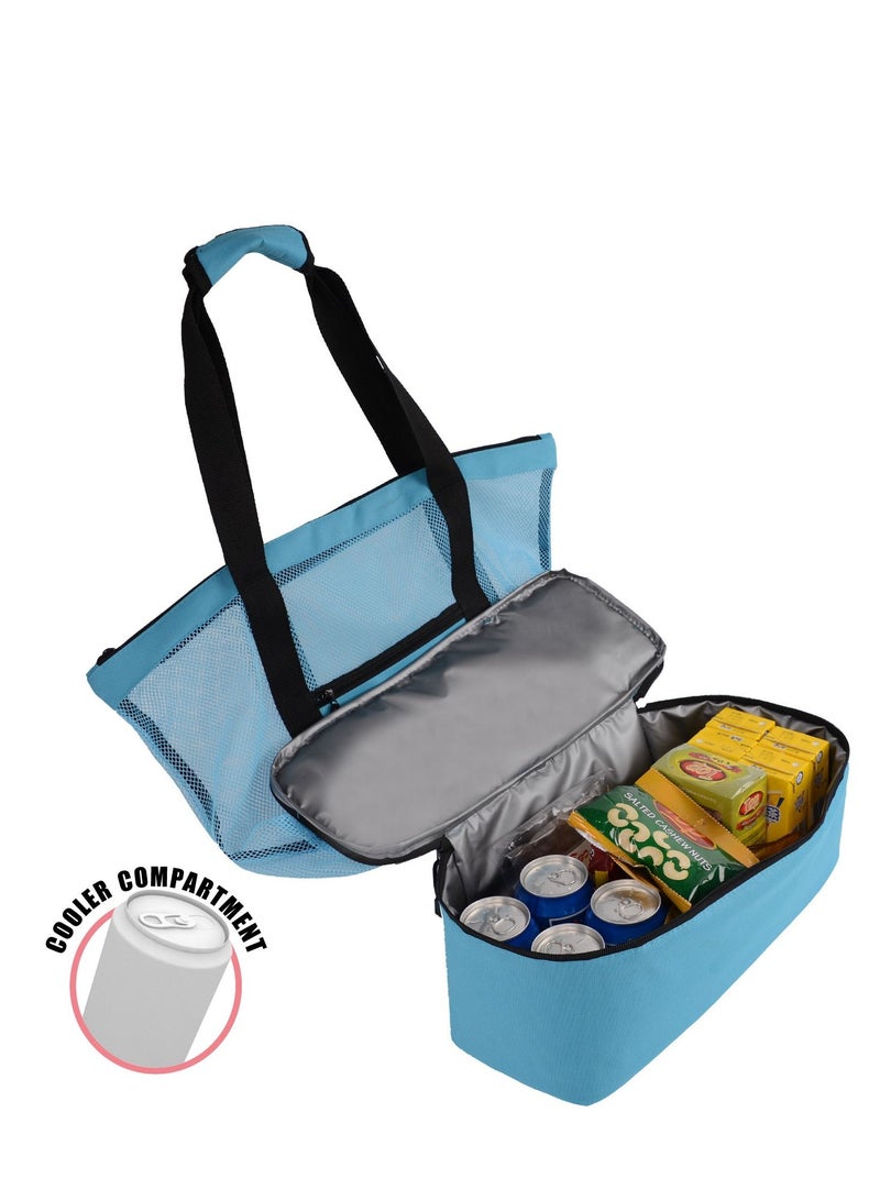 Loquat Beach Tote With Insulated Cooler Bag Blue - Image 3