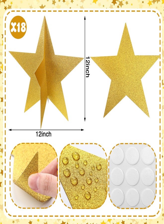 Sinload 18 Pcs Large Star Centerpieces for Movie Night Party Decorations 12 Inch Table Decor Golden Stars Cutouts 3D Paper Party Supplies Red Carpet Film Show Theme Birthday Back to School Decor - Image 2
