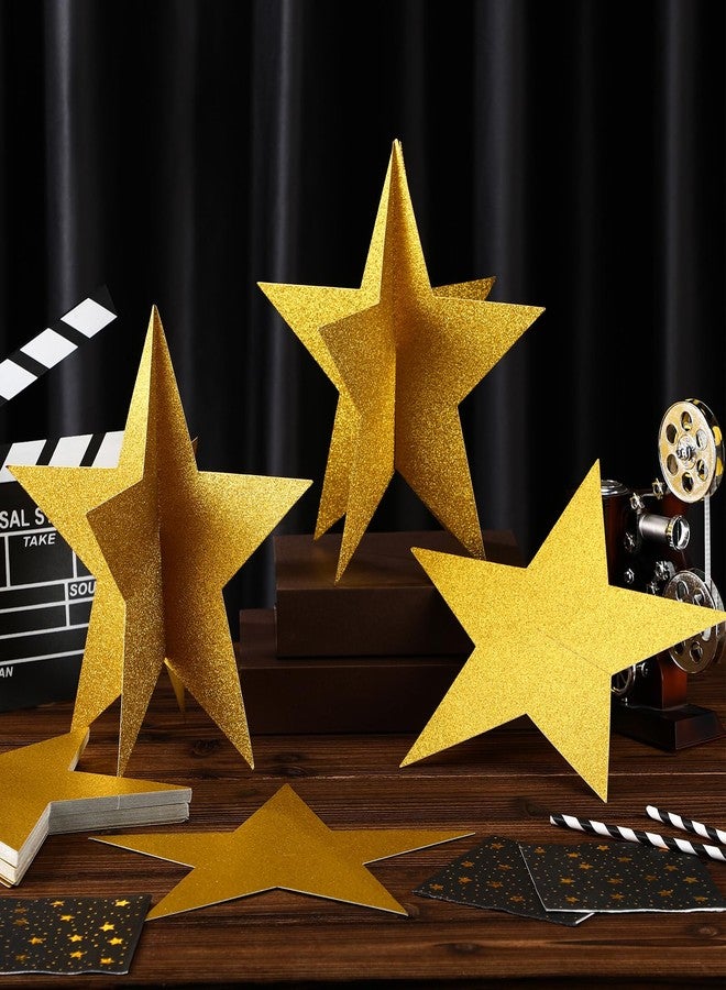 Sinload 18 Pcs Large Star Centerpieces for Movie Night Party Decorations 12 Inch Table Decor Golden Stars Cutouts 3D Paper Party Supplies Red Carpet Film Show Theme Birthday Back to School Decor - Image 4