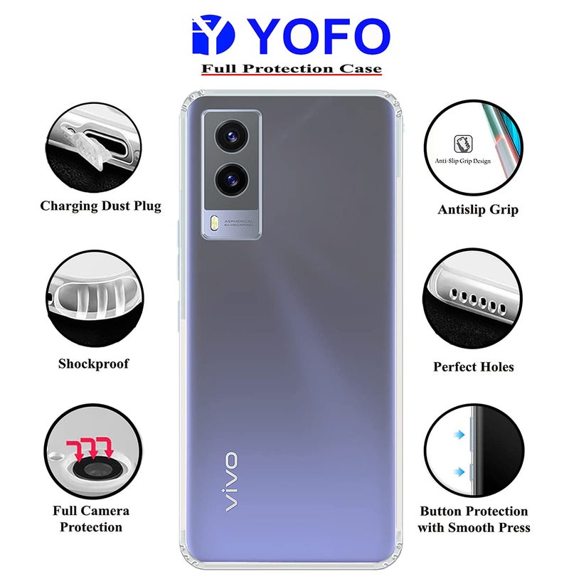 YOFO Back Cover for Vivo V21E (5G) (Flexible|Silicone|Transparent|Camera Protection|DustPlug) - Image 2