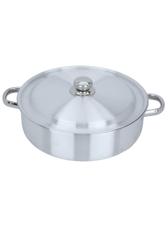 ROBUST Aluminum Oven Tray 32 Cm Round With Lid Two Handles Silver - Image 2
