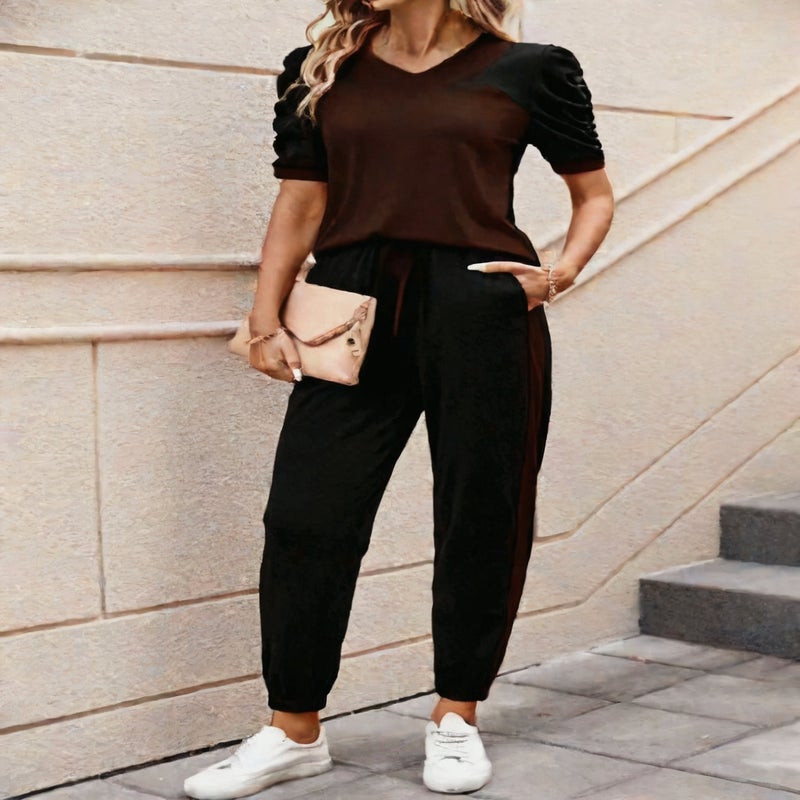 Women's Two-Piece Summer Casual Short Sleeve Sportswear Set - Image 4