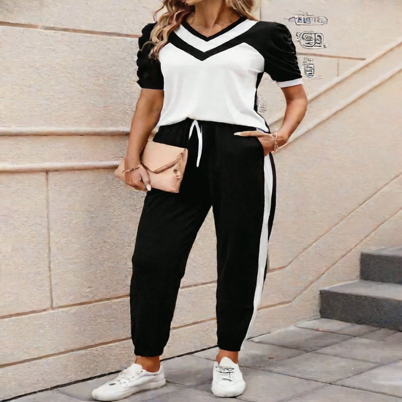 Women's Two-Piece Summer Casual Short Sleeve Sportswear Set - Image 3