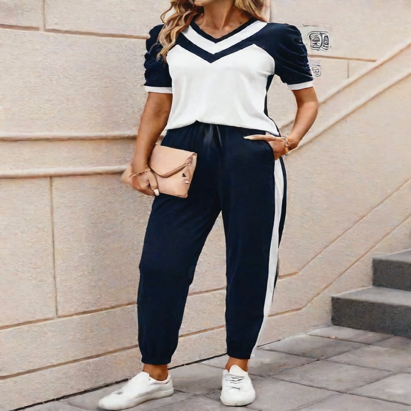 Women's Two-Piece Summer Casual Short Sleeve Sportswear Set - Image 5