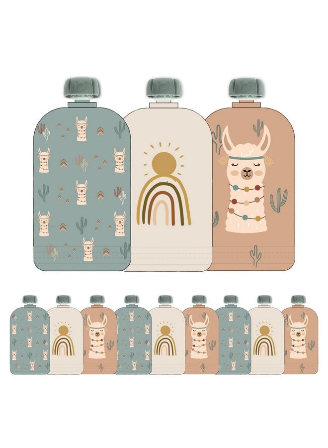 hippypotamus Hippypotamus Reusable Baby Food Pouches for Toddlers - BPA Free Food Grade - Dishwasher & Freezer Safe - Baby Food Containers - Refillable Squeeze Pouch for Applesauce & Yogurt - 12 Pack (Llamas)  - Image 1